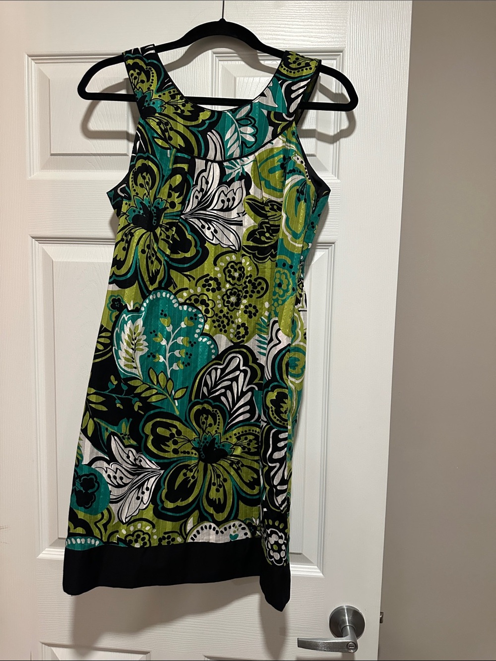 Signature by Robbie Bee Teal, Lime & Black Floral Midi Dress